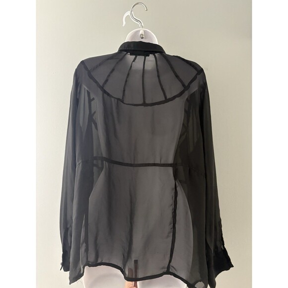 Madison Paige Blouse Size 1X Black Sheer Button Front Whimsigoth Witchy Romance - Picture 4 of 16